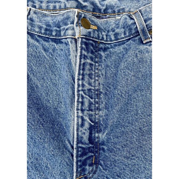 VINTAGE Carhartt Flannel Lined Dungaree Jean's Men's Blue and Plaid SIZE 38x32 - Picture 4 of 7